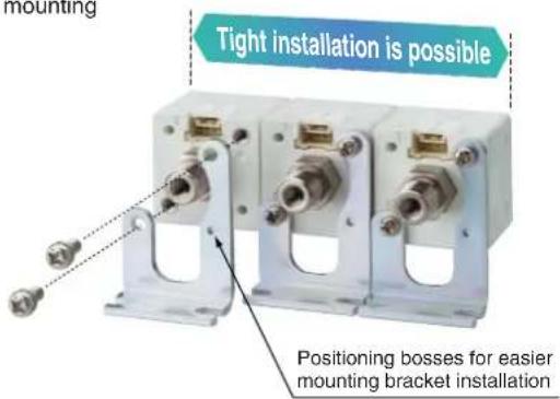 Mounting Tight installation is possible Positioning bosses for easier mounting bracket installation