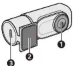 Diagram of a cylindrical device with labeled components, showing numbered parts 1, 2, and 3.