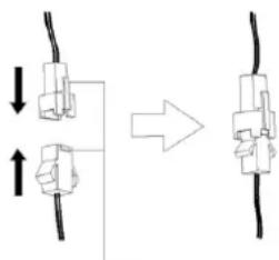 Diagram showing cable connection and transformation process with directional arrows indicating movement