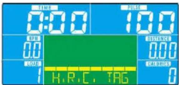 TIME 0:00 100 PULSE 0.00 LOAD 1 H.R.C. TAG 0.00 CALORIES 0