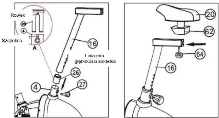 Rowek Szczelina 4 16 Linia min. głębokości siodelka 26 27 4 16 20 62 64