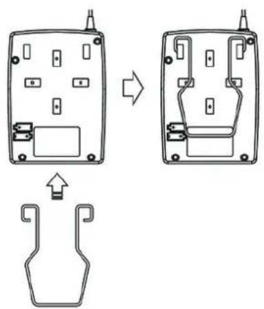 Diagram showing device component assembly before and after transformation, with labeled parts and directional arrows indicating assembly.