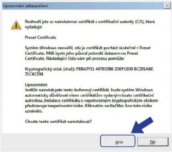 BROTHER MFC-J3530DW - Instalace certifikátu s automatickým podpisem pro uživatele systému Windows s právy správce - 9