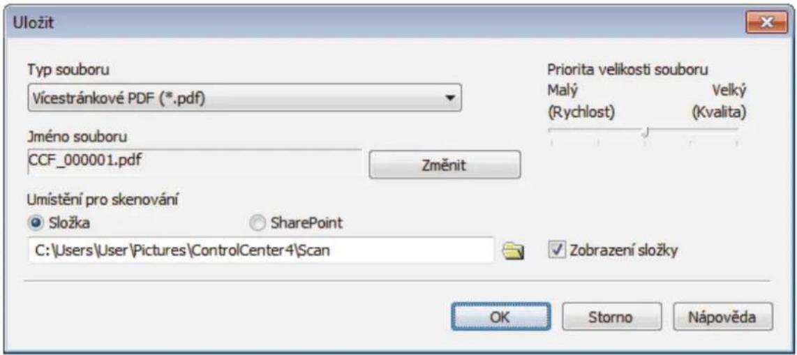 BROTHER MFC-J3530DW - Uložení naskenovaných dat do složky jako soubor PDF pomocí aplikace ControlCenter4 v domácím režimu (Windows) - 2