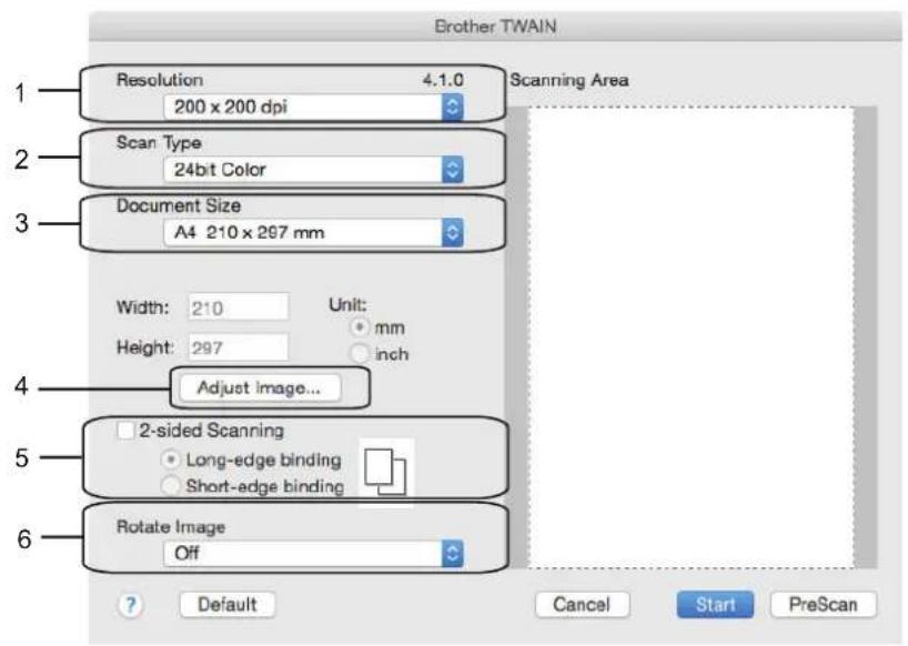 BROTHER MFC-J3530DW - Nastavení ovladače TWAIN (Mac) - 1