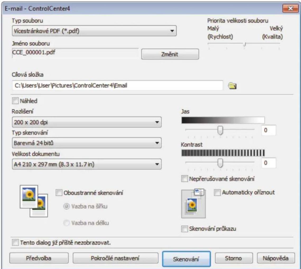 BROTHER MFC-J3530DW - Skenování do přílohy e-mailu pomocí aplikace ControlCenter4 v pokročilém režimu (Windows) - 4