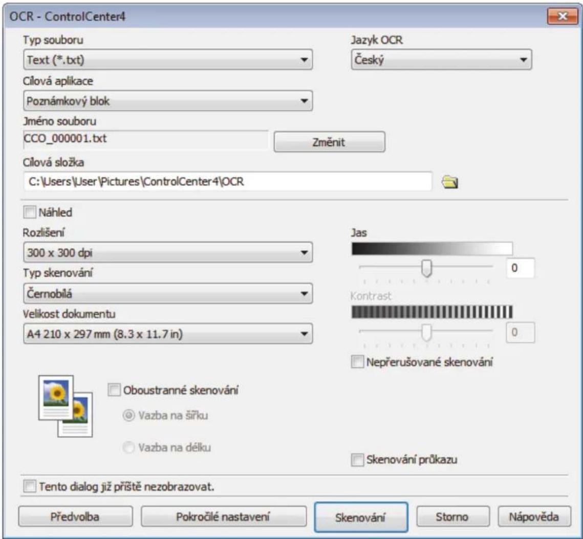 BROTHER MFC-J3530DW - Skenování do upravitelného textového souboru (OCR) pomocí aplikace ControlCenter4 v pokročilém režimu (Windows) - 3