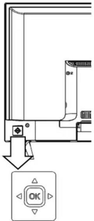 Technical diagram showing a device panel with an 'OK' button and directional arrows indicating movement or change.