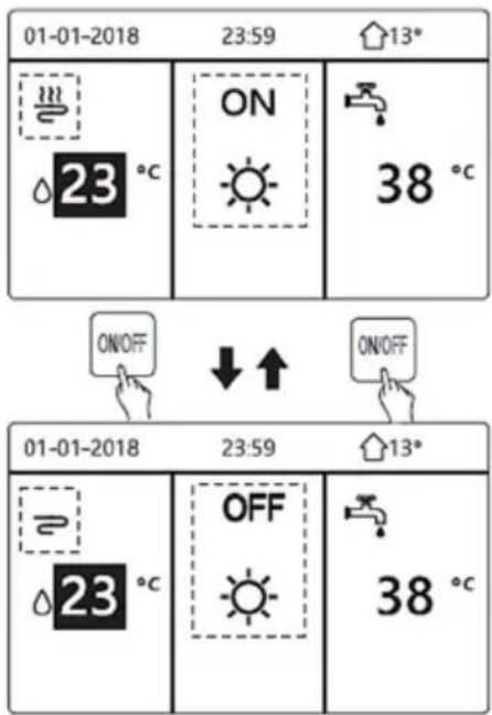 01-01-2018 23:59 13° ON 38 °C ON/OFF ↓ ↑ ON/OFF 01-01-2018 23:59 13° ON/OFF 38 °C ON/OFF 38 °C