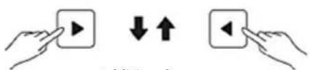 Diagram showing two hand gestures with play and download icons, indicating a correct or incorrect action sequence.