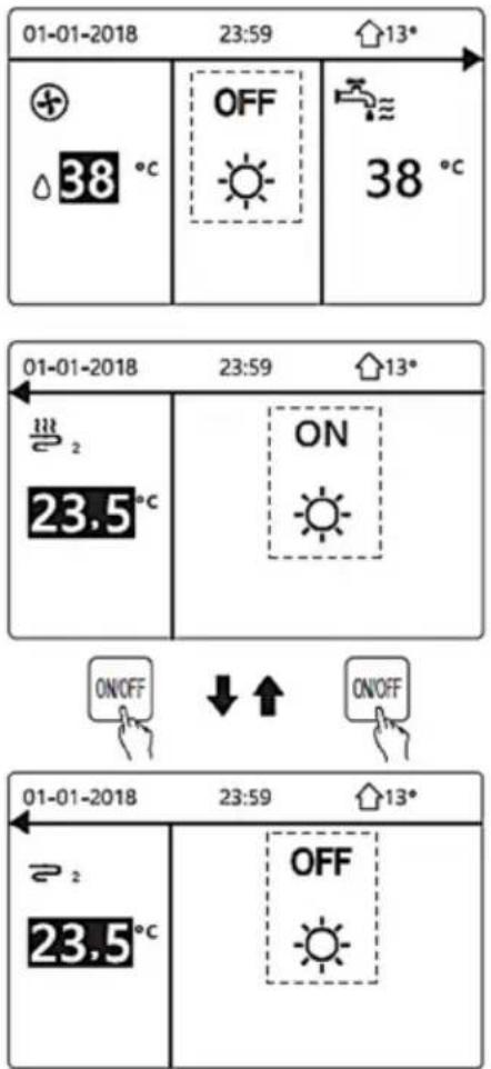 01-01-2018 23:59 ↑13° 38 °C OFF 38 °C 01-01-2018 23:59 ↑13° 23.5 °C ON ON/OFF ↓ ↑ ON/OFF 01-01-2018 23:59 ↑13° 23.5 °C OFF