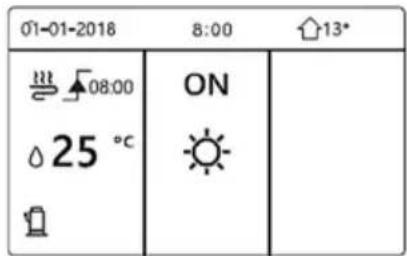 01-01-2018 8:00 13* 08:00 △25 °C ON #