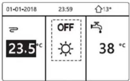 01-01-2018 23:59 13° 23.5°C OFF 38 °C