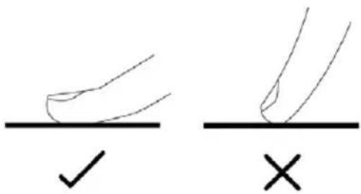 Diagram showing two hand-drawn symbols: a checkmark and an X, likely indicating correct and incorrect states.