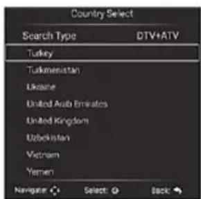 Country Select Search Type DTV+ATV Turkey Turkmenistan Ukraine United Arab Emirates United Kingdom Uzbekistan Vietnam Yemen Navigator Select Back