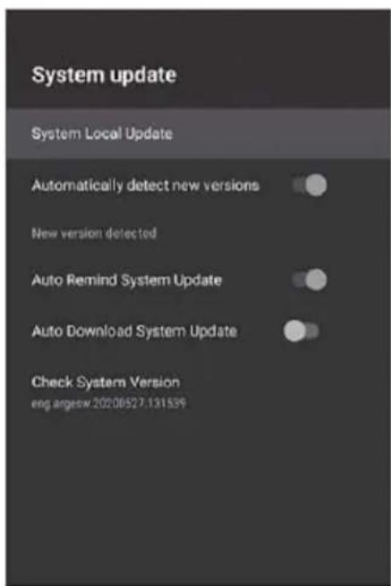 System update System Local Update Automatically detect new versions New version detected Auto Remind System Update Auto Download System Update Check System Version eng.argesw 20200527.131539