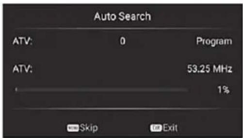 Auto Search ATV: 0 Program ATV: 53.25 MHz 1% Skip Exit