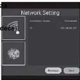 Network Setting Connection Status Connected IP 192.108.93.127 Previous Next