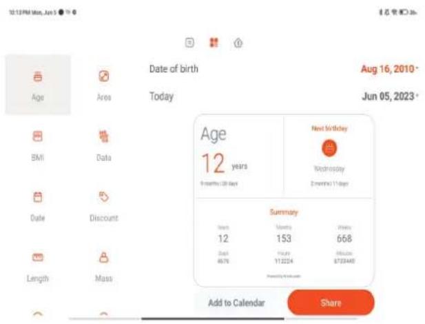 10:13 PM Mon, Jun 5 Date of birth Aug 16, 2010 - Today Jun 05, 2023 - Age Ares SMI Data Date Discount Length Mass Age 12 years 9 months / 28 days Next birthday Wednesday 2 months / 11 days Summary Month 12 153 658 Day 4676 Friday 17.2224 Monday 8793440 Add to Calendar Share