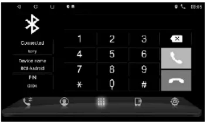 Connected tory Device name BGB-Android PIN G100 1 2 3 4 5 6 7 8 9 * 0 # 00:05