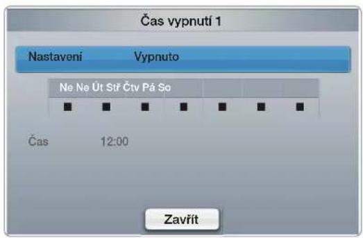Čas vypnutí 1 Nastavení Vypnuto Ne Ne Út Str Čtv Pá So Čas 12:00 Zavřit