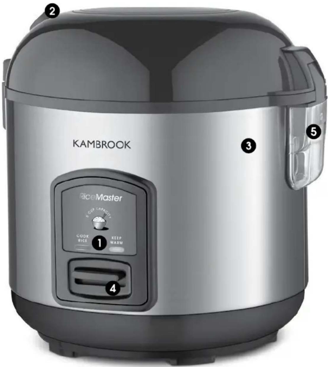 KAMBROOK RiceMaster 5 cup capacity COOK RICE KEEP WARM 1 2 3 4 5