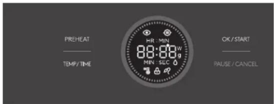 PREHEAT TEMP/ TIME HR : MIN 80:00 kW MIN : SLC OK / START PAUSE / CANCEL