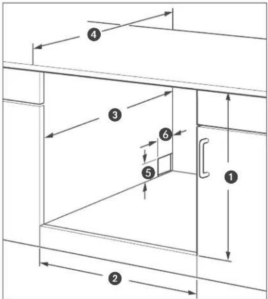 Technical diagram showing labeled components of a cabinet or enclosure with numbered parts and directional arrows indicating movement.