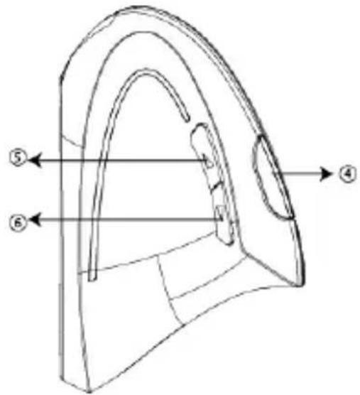 Technical diagram of a curved mechanical component with numbered parts labeled 4, 5, and 6