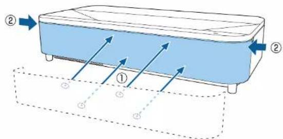 Diagram showing a container with labeled parts and directional arrows, likely illustrating a physical or engineering concept.