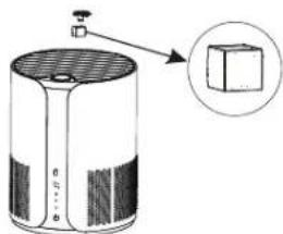Diagram of a cylindrical device with a valve and a magnified inset showing a 3D cube structure.