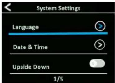 System Settings Language Date & Time Upside Down 1/5