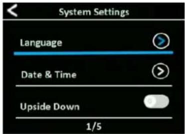 System Settings Language Date & Time Upside Down 1/5