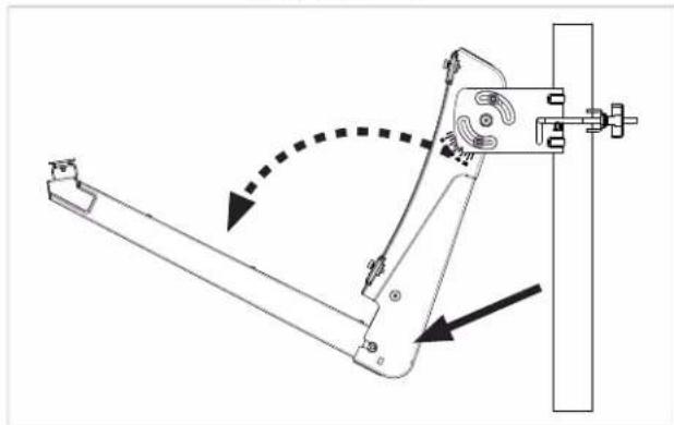 Technical line drawing of a mechanical linkage assembly with no visible text or symbols