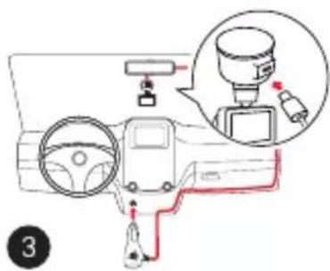 Diagram showing car dashboard and steering wheel with a close-up of the steering wheel's seatbelt, labeled with number 3