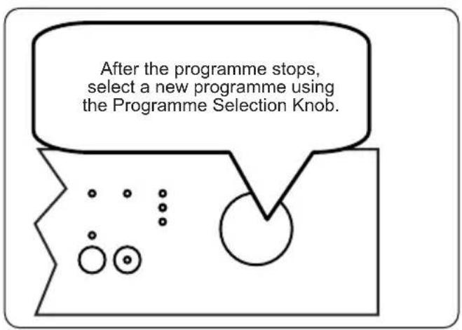 After the programme stops, select a new programme using the Programme Selection Knob.