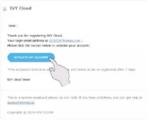 IVY Cloud Dear: Thank you for registering IVY Cloud. Your login email address is 153729796@qq.com . Please click the button below to activate your account: ACTIVATE MY ACCOUNT *The activation button is used to help you and needs to be re-registered after 7 days IVY cloud team This is a system email…