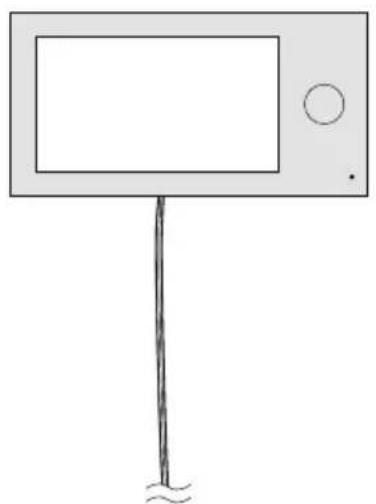 Simple line drawing of a rectangular sign with a vertical line and a small circle on the top (no text or symbols)