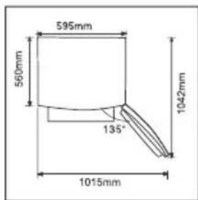 595mm 560mm 135° 1042mm 1015mm