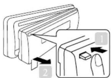 Diagram illustrating a device's internal structure with labeled parts and directional arrows indicating movement or assembly.