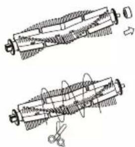 Technical diagram showing two mechanical assembly steps with labeled components and a cutting tool, likely illustrating a turning or disassembly process.