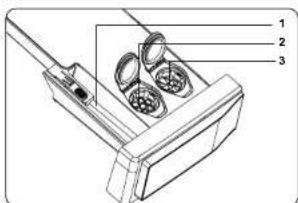 Technical diagram of a mechanical device with numbered components labeled 1, 2, and 3