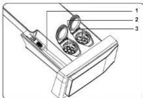Technical diagram of a mechanical device with labeled parts 1, 2, and 3