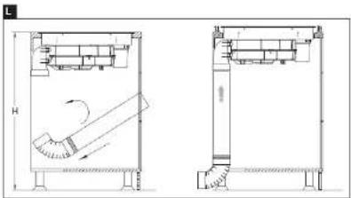Technical schematic diagram showing two cross-sectional views of a mechanical or hydraulic system with labeled dimensions H and h.