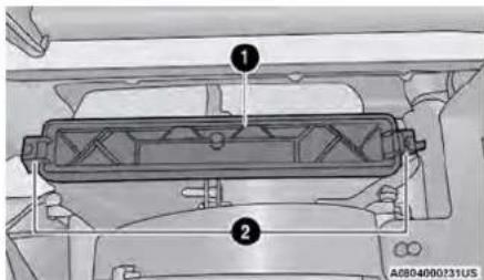 Technical diagram of a vehicle intake component with numbered parts and manufacturer logo