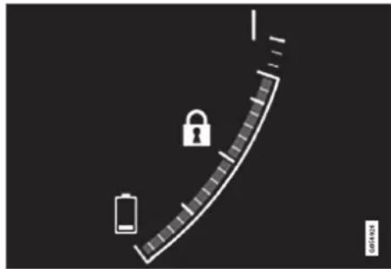 Diagram illustrating battery charging mechanism with battery, lock, and ground symbol on curved path