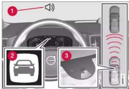 Diagram showing car interior with speaker, sensor, and sensor interface labels in Chinese