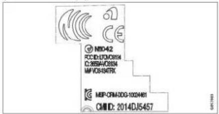 NID042 FCC ID: UTO08194 C: 2655A/08194 M/FV08194TRX MBP-CFM-3DG-1003461 CM# ID: 2014DJ5457