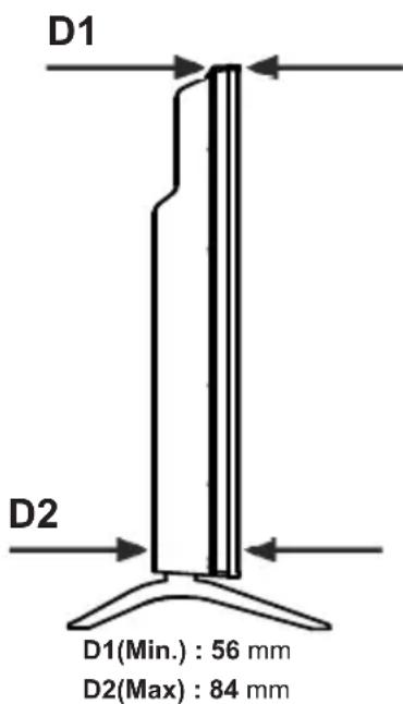 D1 D2 D1(Min.) : 56 mm D2(Max) : 84 mm