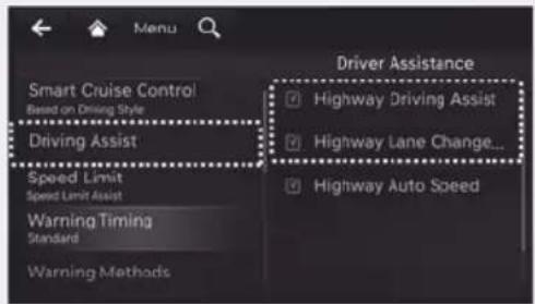 Smart Cruise Control Based on Driving Style Driving Assist Speed Limit Speed Limit Assist Warning Timing Standard Warning Methods Driver Assistance Highway Driving Assist Highway Lane Change... Highway Auto Speed